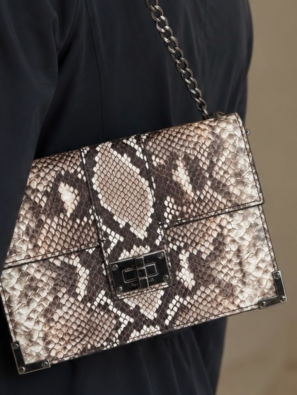 THE KOOPLES Emily Python Embossed Calf Leather Pouch Bag NWT MSRP $300